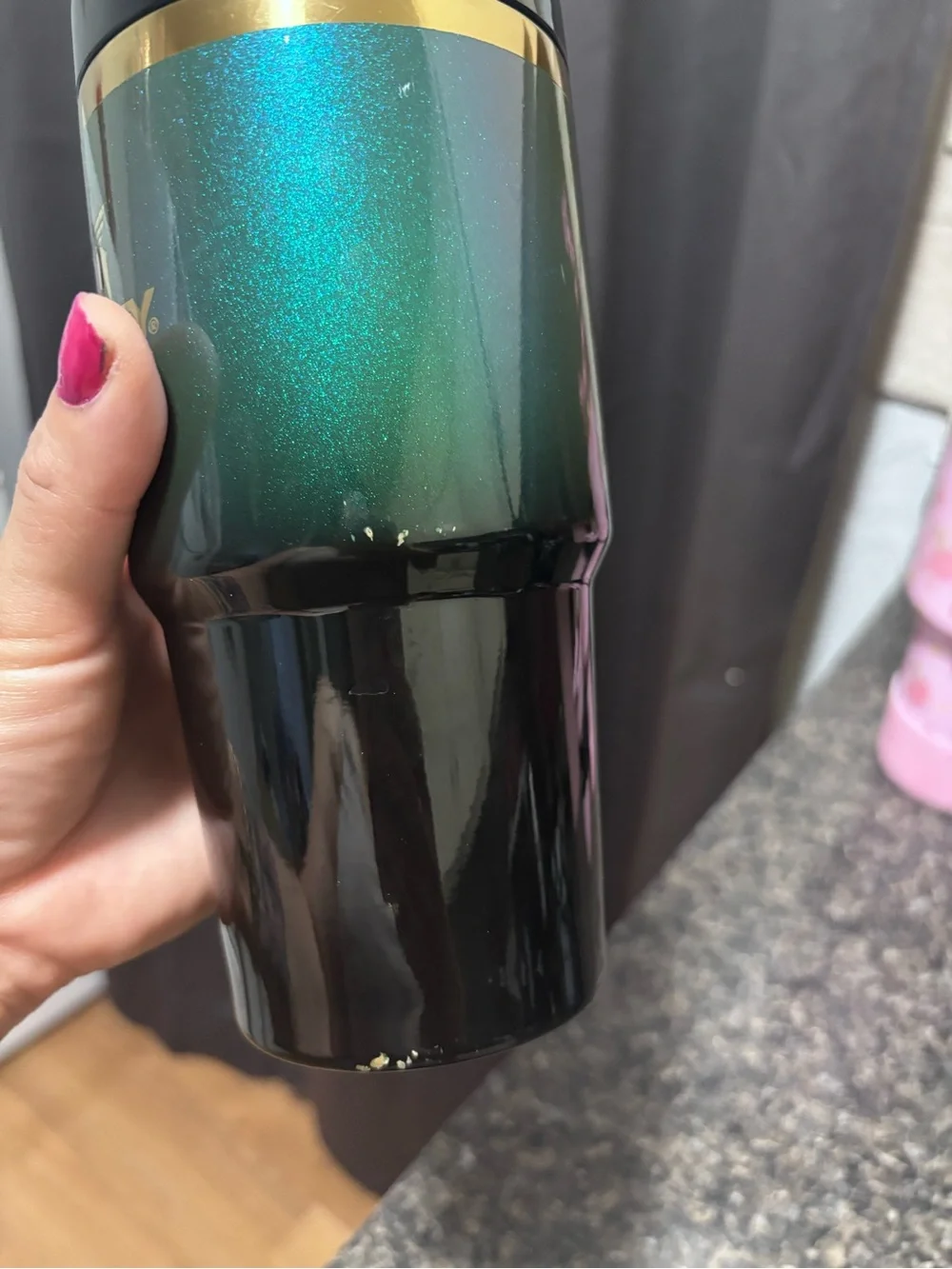 Stanley Green Metallic Tumbler with Gold Logo